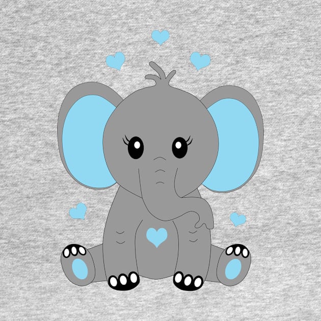 Cute baby elephant in blue by MarionsArt